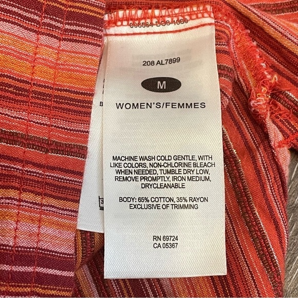 Columbia V Neck Orange Striped Top - Picture 5 of 12